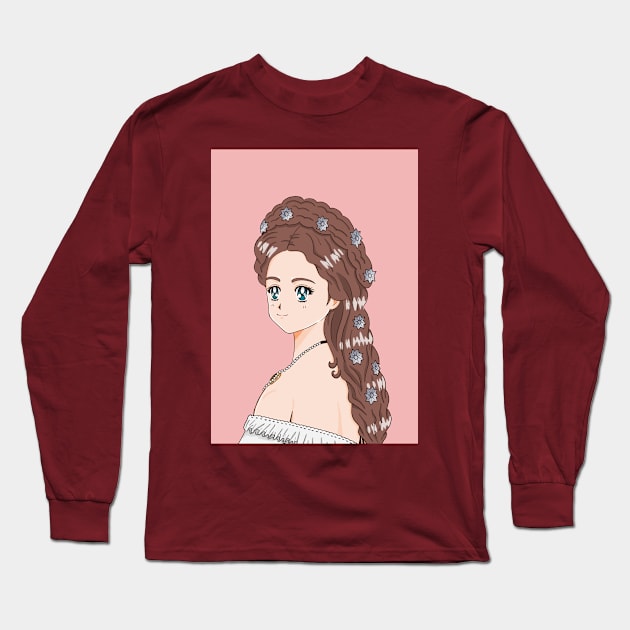 Cute Empress Elisabeth Sissi 90's Anime Style Long Sleeve T-Shirt by MariOyama